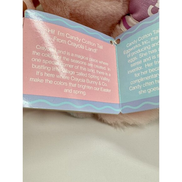 1990 Hallmark Crayola Bunny Company Candy Cotton Tail Pink Rabbit 12" Plush - Picture 8 of 11
